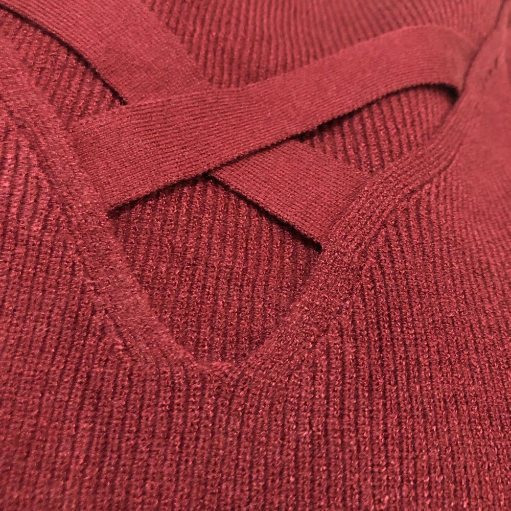 Wine Crisscross Sweater - Picture 3 of 3